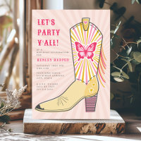 Lasst uns Party Yall Butterfly Cowboy Boot Geburts
