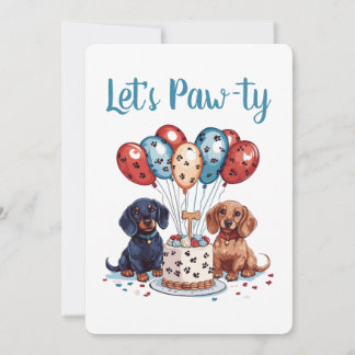 Lasst uns Pawty Birthday Dackel Hunde Einladung