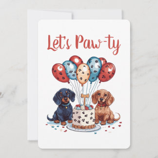 Lasst uns Pawty Birthday Dackel Hunde Einladung