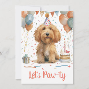 Lasst uns Pawty Birthday Goldendoodle Hund Einladung