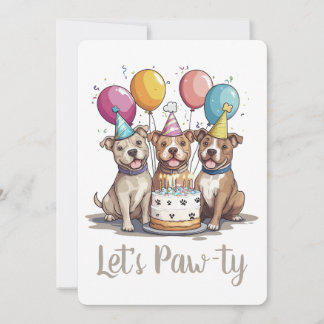 Lasst uns Pawty Birthday Pit Bull Hunde Einladung