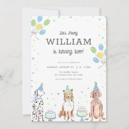 Lasst uns Pawty Blue Boy Hund zum Geburtstag einla Einladung