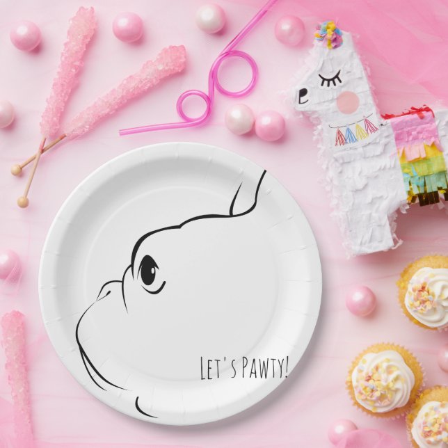 Lasst uns Pawty French Bulldog Silhouette Paper Te Pappteller (Party)