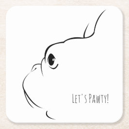 Lasst uns Pawty French Bulldog Silhouette Unterset Rechteckiger Pappuntersetzer