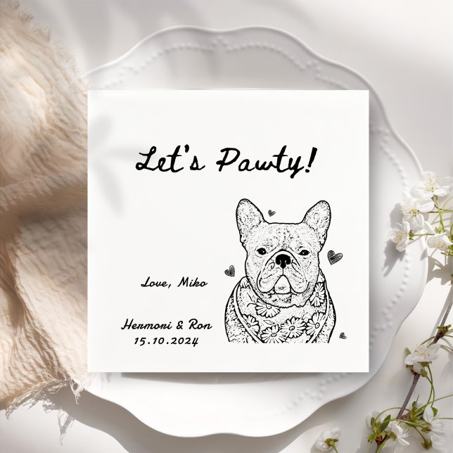 Lasst uns Pawty Gezeichnet Funny Dog Simple Weddin Serviette (Von Creator hochgeladen)