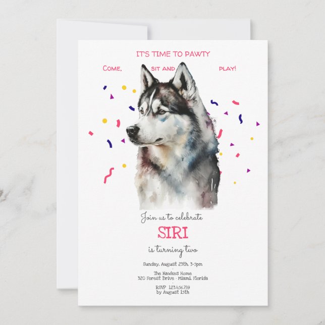 Lasst uns pawty, Hundebeitag Einladung (Vorderseite)