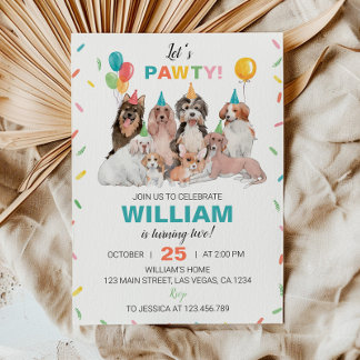 Lasst uns Pawty Welpe Hund zum Geburtstag einladen Einladung
