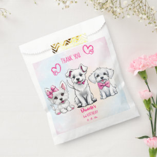 Lasst uns pawty-white-pink niedliche Welpen Geburt Geschenktütchen