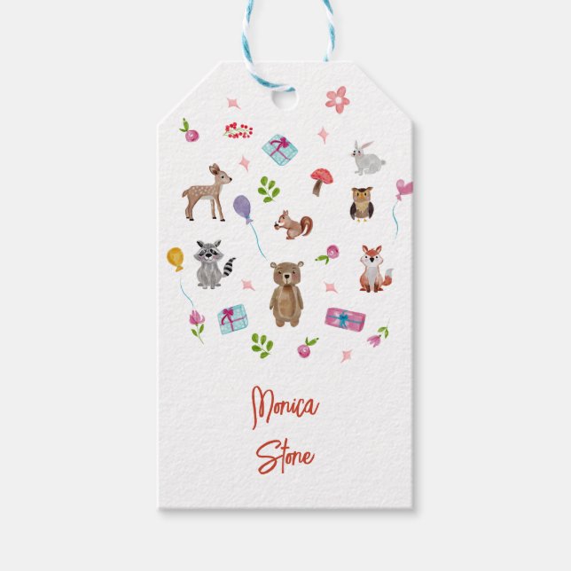 Lasst uns pawty! Wildtiere Kindergeburtstag Geschenkanhänger (Vorderseite)