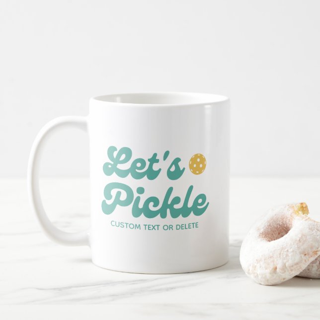 Lasst uns Pickle Cooler Retro Personalisierter Tex Kaffeetasse (Mit Donut)