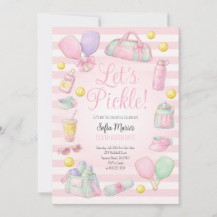 Lasst uns Pickle Pickleball Pink Party-Einladung Einladung
