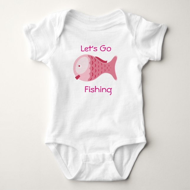 Lasst uns Pink Baby One Piece T-Shirt fischen Baby Strampler (Vorderseite)