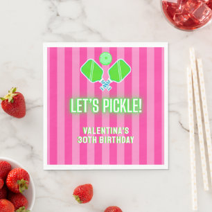 Lasst uns Pink und Limettengrün Pickleball-Party m Serviette