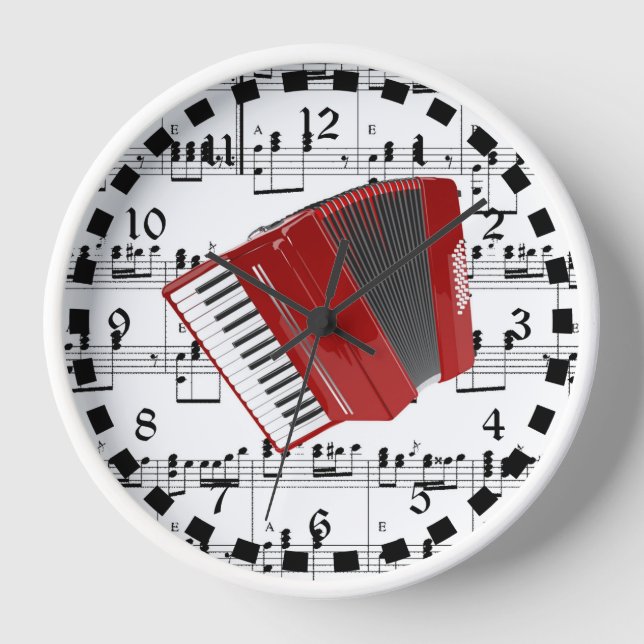Lasst uns Polka, rote Akkordeon auf Noten. Uhr (Vorderseite)