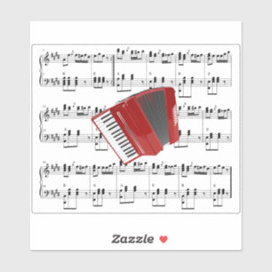 Lasst uns Polka tanzen, rotes Akkordeon, Aufkleber