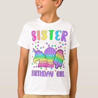 Lasst uns Pop-it-Schwester des Geburtstagsmädchen- T-Shirt