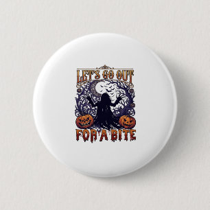Lasst uns rausgehen und Geist Kürbisse Fledermäuse Button