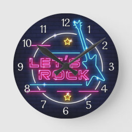 Lasst uns Rock Retro Neon Runde Wanduhr