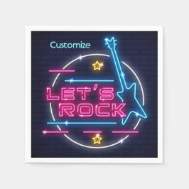 Lasst uns Rock Retro Neon Serviette