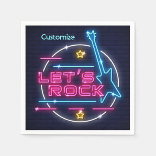 Lasst uns Rock Retro Neon Serviette