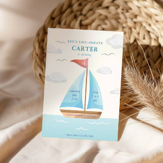 Lasst uns Segelabraten Sailboat Nautical Birthay Einladung