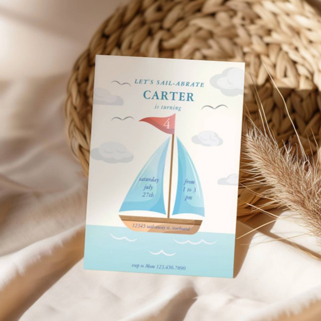 Lasst uns Segelabraten Sailboat Nautical Birthay Einladung (Von Creator hochgeladen)