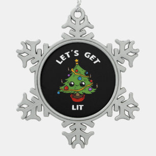 Lasst uns sehen - Niedliches Weihnachtsbaumdesign  Schneeflocken Zinn-Ornament