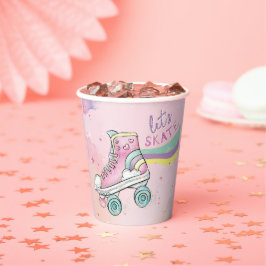Lasst uns Skate l Rainbow Retro Groovy Pink Pappbecher