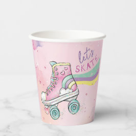 Lasst uns Skate l Rainbow Retro Groovy Pink Pappbecher