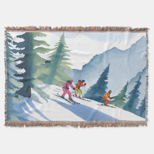 Lasst uns Ski fahren   Winter-Wasserfarbenmalerei Decke