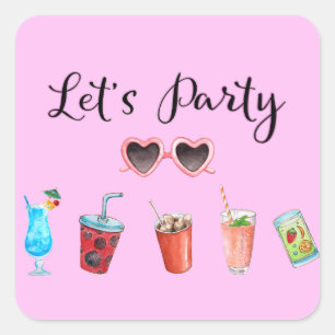 Lasst uns Sommersoiree Party machen Quadratischer Aufkleber
