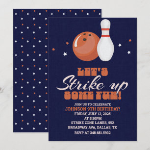 Lasst uns Spaß machen! Bowling Birthday Einladung