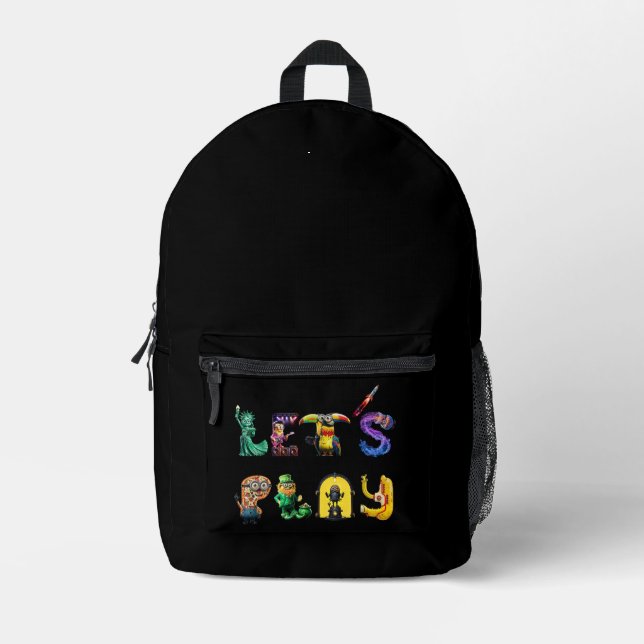 Lasst uns spielen bedruckter rucksack (Vorderseite)