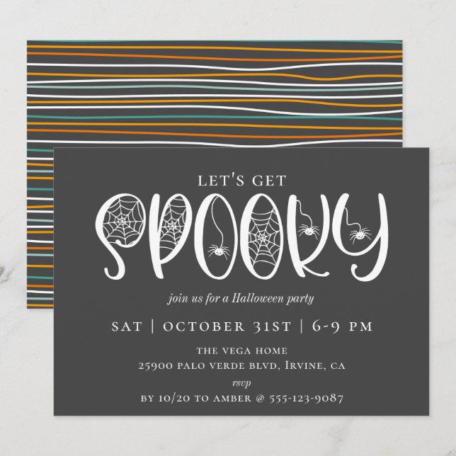 Lasst uns SPOOKY-Halloween-Party bekommen Einladung (Vorne/Hinten)