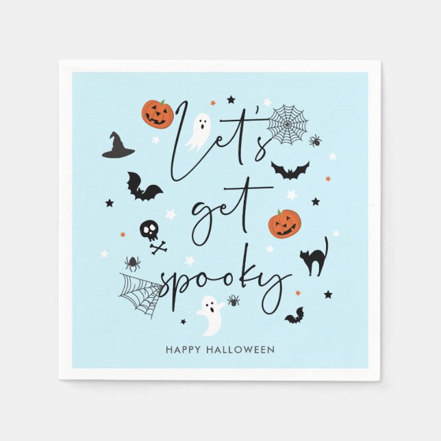 Lasst uns spukhaftes Halloween-Party blau bekommen Serviette (Vorderseite)