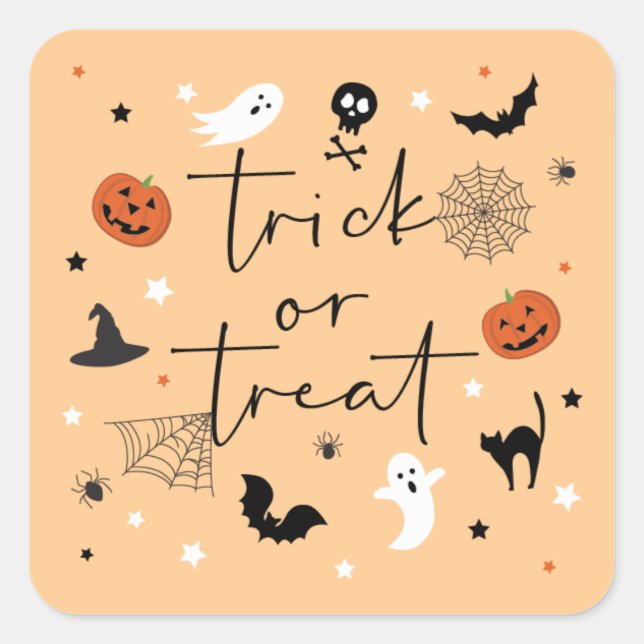 Lasst uns spukhaftes Halloween-Party Pumpkin holen Quadratischer Aufkleber (Vorderseite)