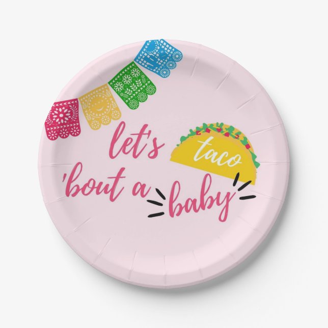 Lasst uns Taco 'Bout a Baby Fiesta Baby Shower  Pappteller (Vorderseite)
