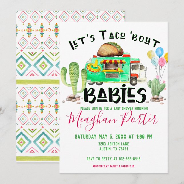 Lasst uns Taco Bout Babies Baby Dusche Einladung (Vorne/Hinten)