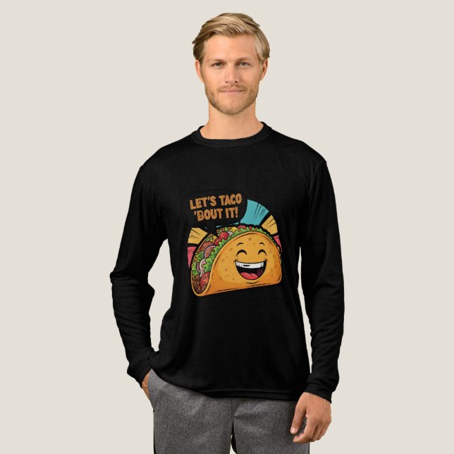 Lasst uns Taco 'Bout It - Funny Happy Taco Cartoon Tri-Blend Shirt (Volle Vorderseite)