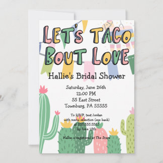 Lasst uns Taco Bout Liebe Fiesta Themeneinladungen Einladung