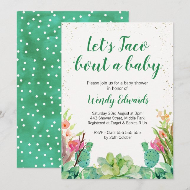 Lasst uns Taco Fiesta Themed Baby Shower Einladung (Vorne/Hinten)