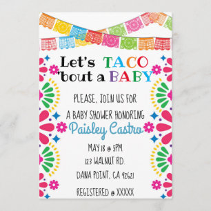 Lasst uns Taco über eine Baby-Einladung schreiben Einladung