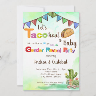 Lasst uns Taco'bout ein Baby Fiesta Thema Gender R Einladung