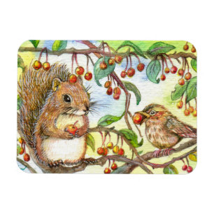 Lasst uns teilen - Eichhörnchen und Sparrow Magnet