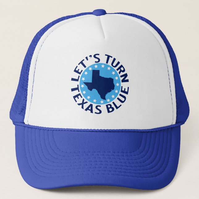 Lasst uns Texas Blue Vote-Demokrat politisch Truckerkappe (Vorderseite)