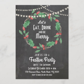 Lasst uns trinken und frohen Weihnachtskranz einla Einladung