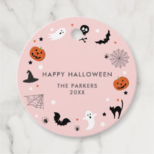 Lasst uns unheimliches Halloween-Party Pink bekomm Geschenkanhänger