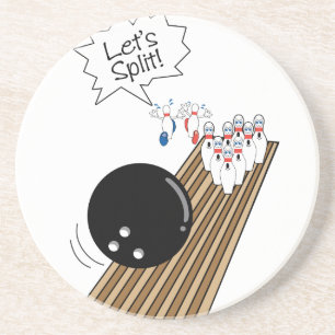 lasst uns verängstigte Bowlingpins Cartoon Humor a Getränkeuntersetzer