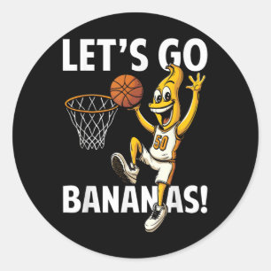 Lasst uns verrückte Bananen-Basketballspieler mit Runder Aufkleber