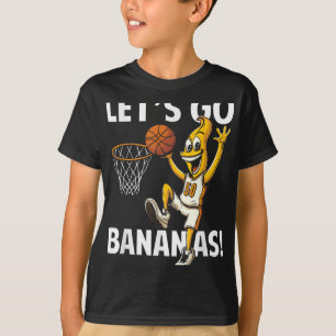 Lasst uns verrückte Bananen-Basketballspieler mit T-Shirt